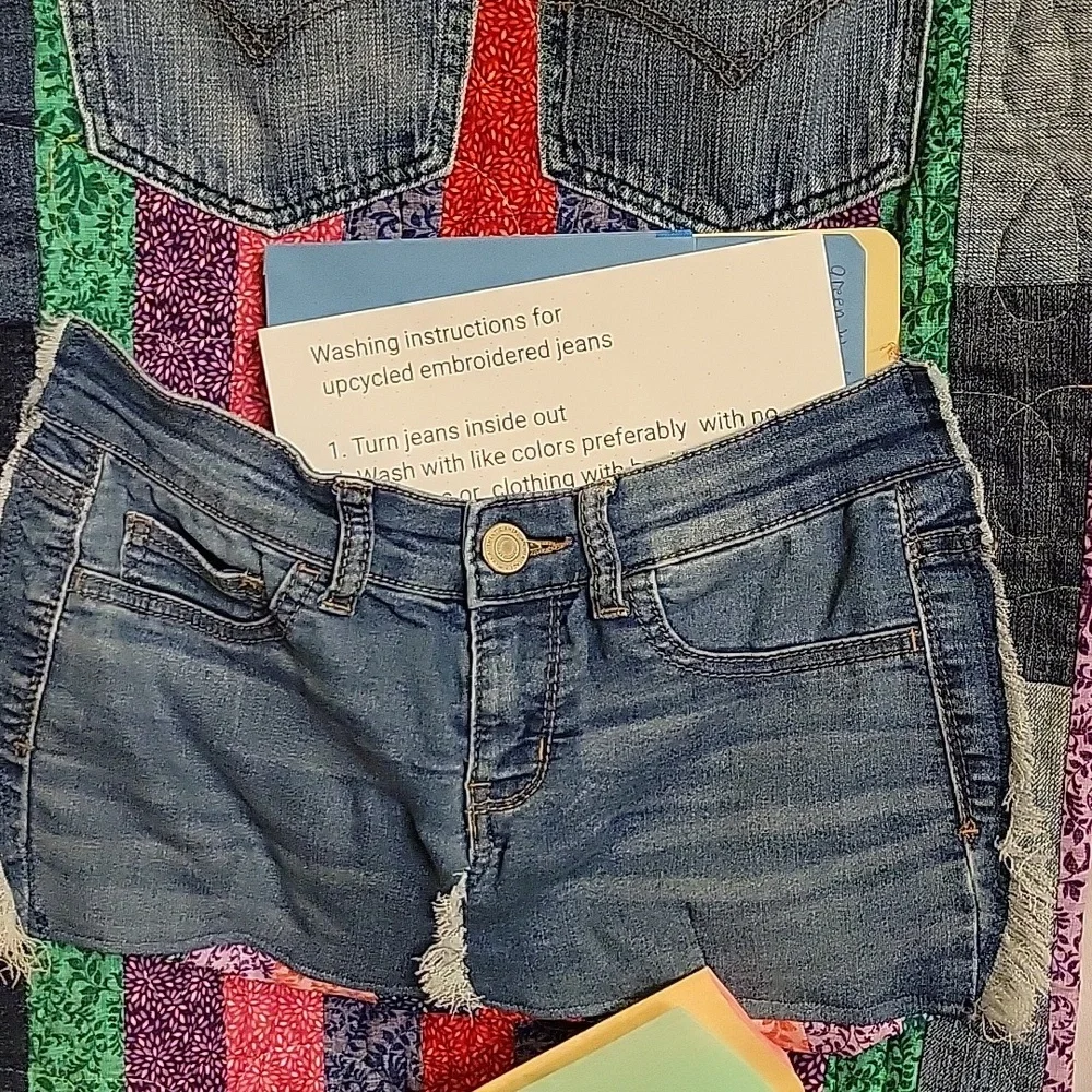 Upcycled Molly Made It Organizer Hand crafted denim & colorful quilted storage